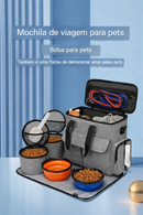 Mochila de Viagem para Pets 6 em 1 – Bolsa Organizador Multifuncional para Cães e Gatos, com Potinhos, Recipientes e Tigelas Dobráveis