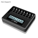 Carregador Inteligente PALO NC32 – 8 Slots para Pilhas AA e AAA com Display Digital e Entradas USB Tipo-C e Micro USB