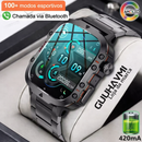 Smartwatch Militar Masculino 1.96” – AMOLED, GPS, Chamadas Bluetooth, 100+ Esportes, IP68/5ATM e Monitoramento 24h